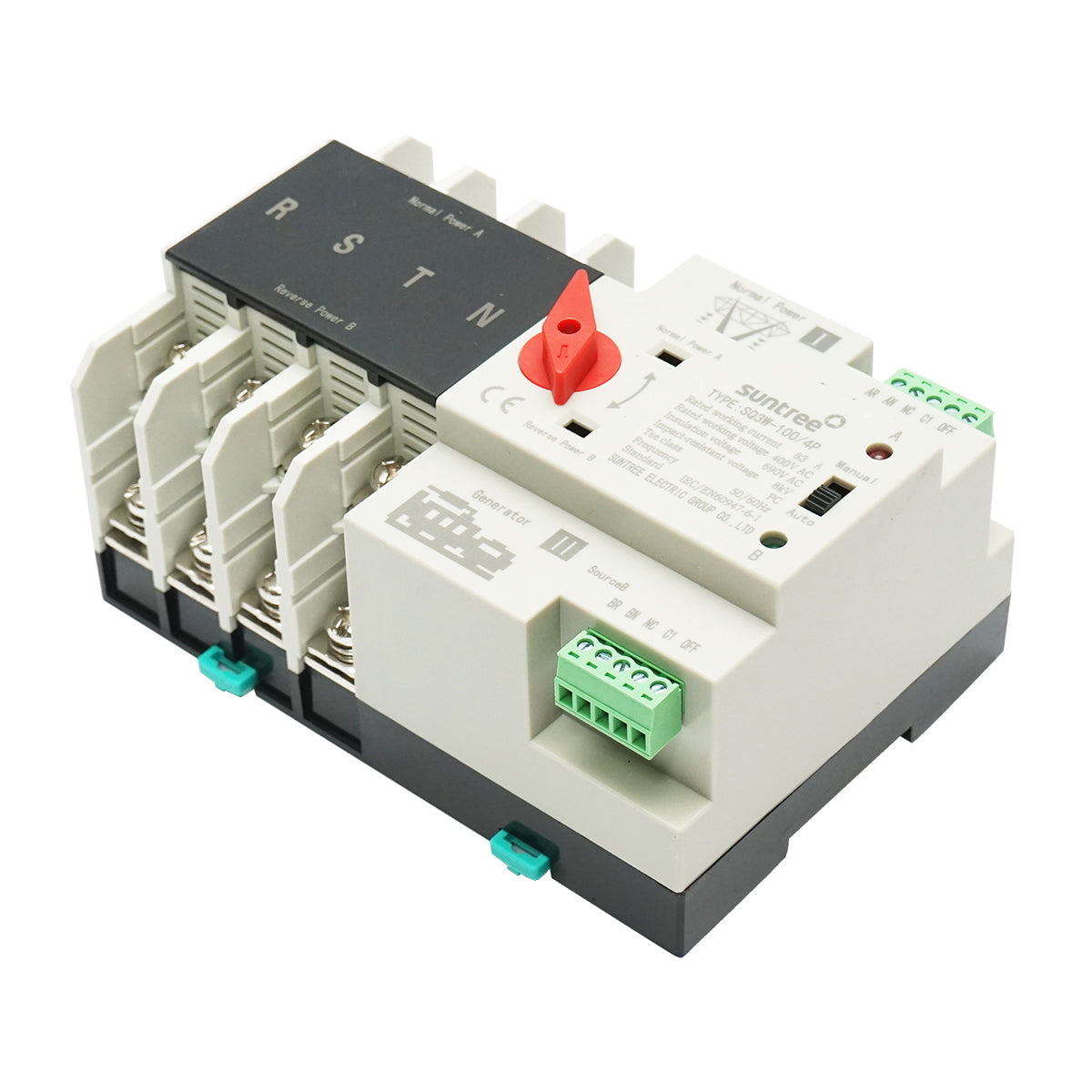 Three-phase ATS switch 400V Dual Power, automatic separator from photovoltaic panels to network ATS-4P-63A Suntree