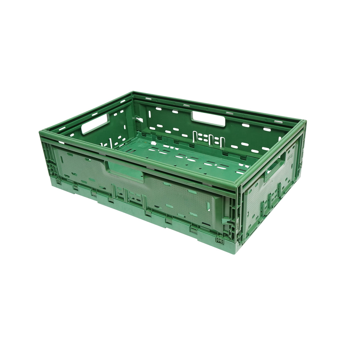 Box, foldable plastic box 595x385x185mm, green for storage