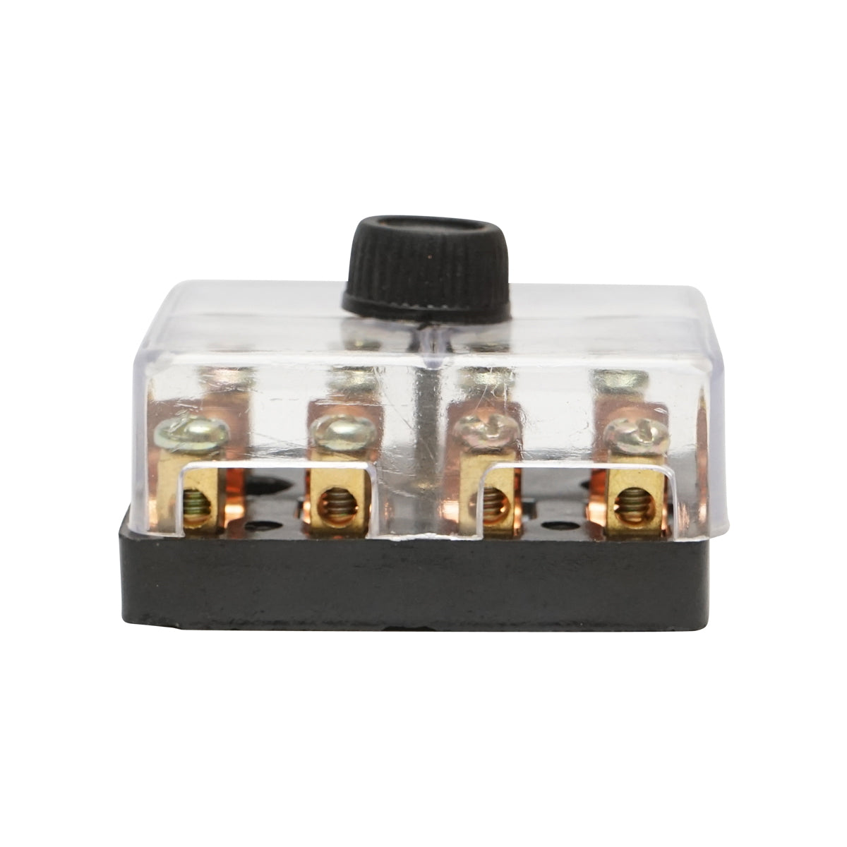 Universal fuse box for 4-way car fuses with transparent cover