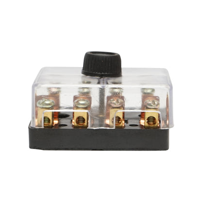 Universal fuse box for 4-way car fuses with transparent cover