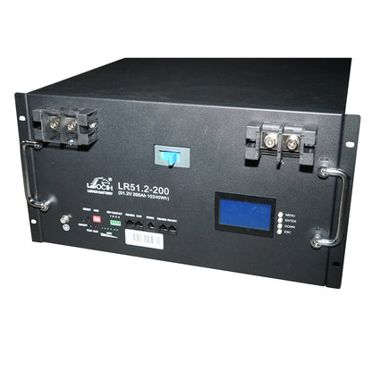 Lithium storage battery 10.24KW LifePo4 51.2V, 200Ah with BMS, LCD display, temperature protection, parallel connection Leoch Battery