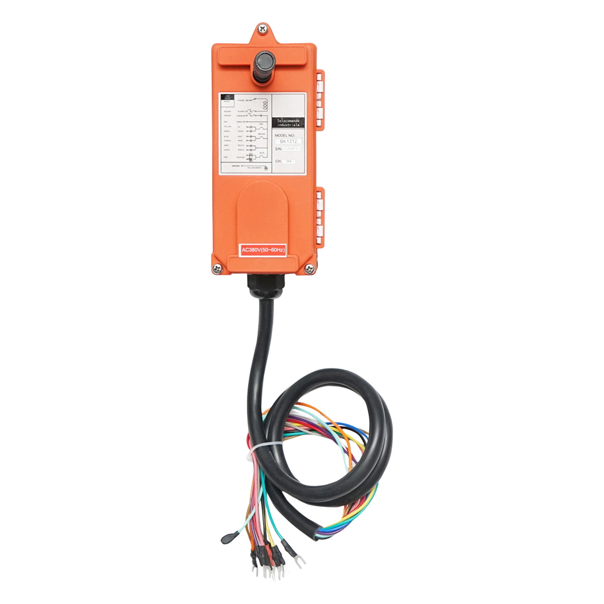 Wireless industrial remote control with 6 AC 380V commands and water protection Breckner Germany