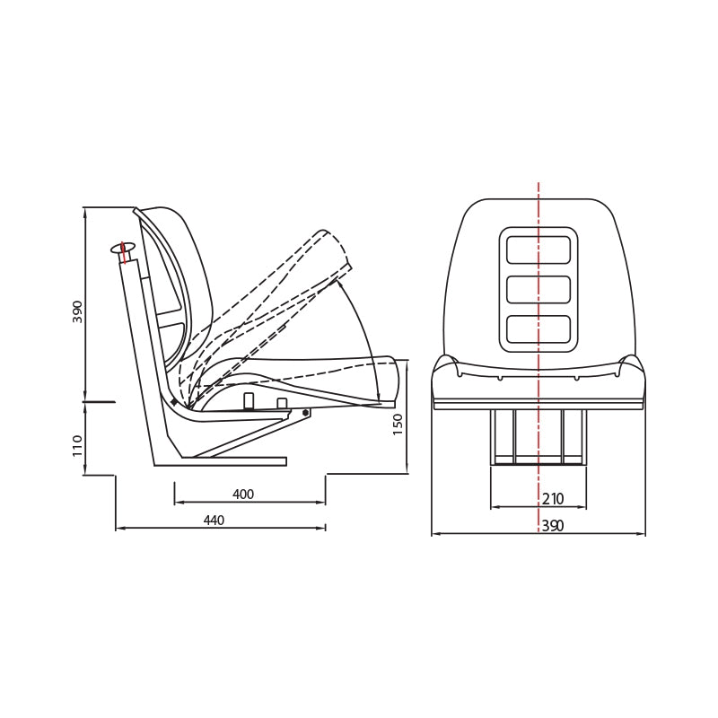 Universal tractor seat with foldable seating