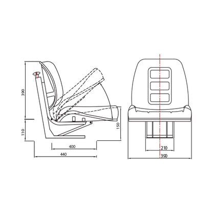 Universal tractor seat with foldable seating
