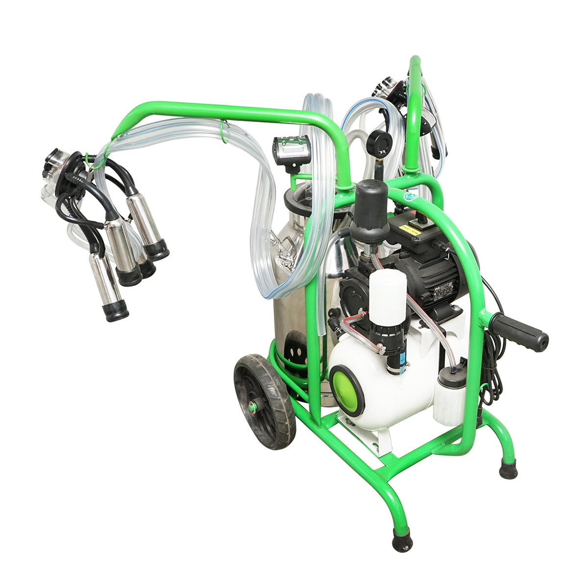 Milk milking machine for 2 cows with a 40L stainless steel bottle, vacuum reservoir Breckner Germany