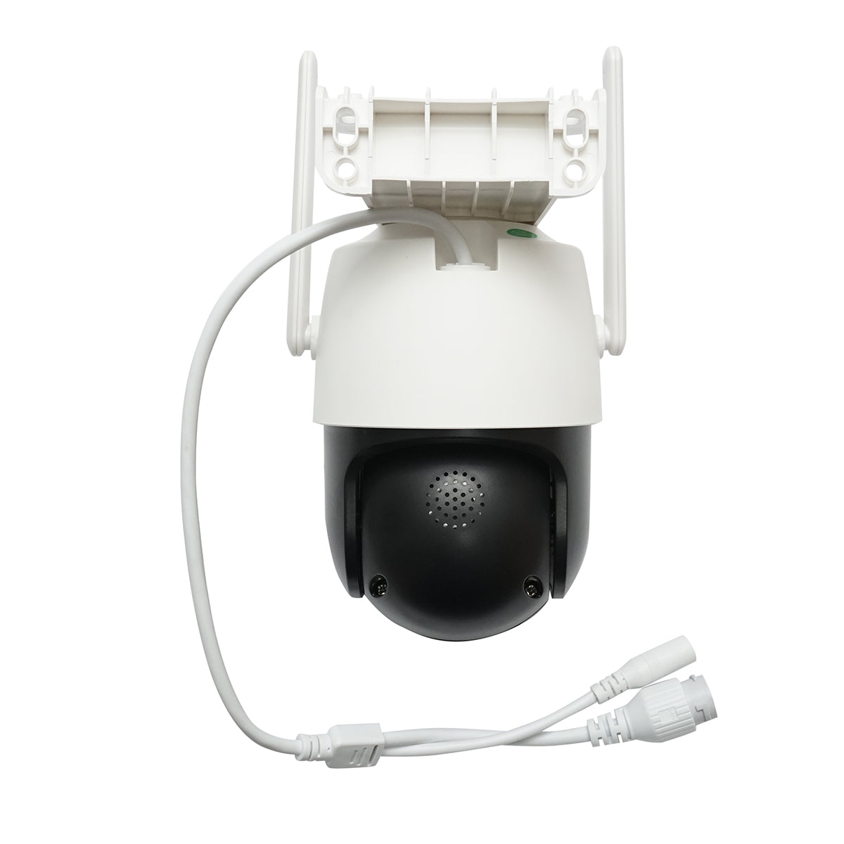 6 MP dual lens surveillance camera, P2P WIFI 2.4GHz, 360 degree PTZ rotation with motion sensor, siren, human detection, and iCSee app
