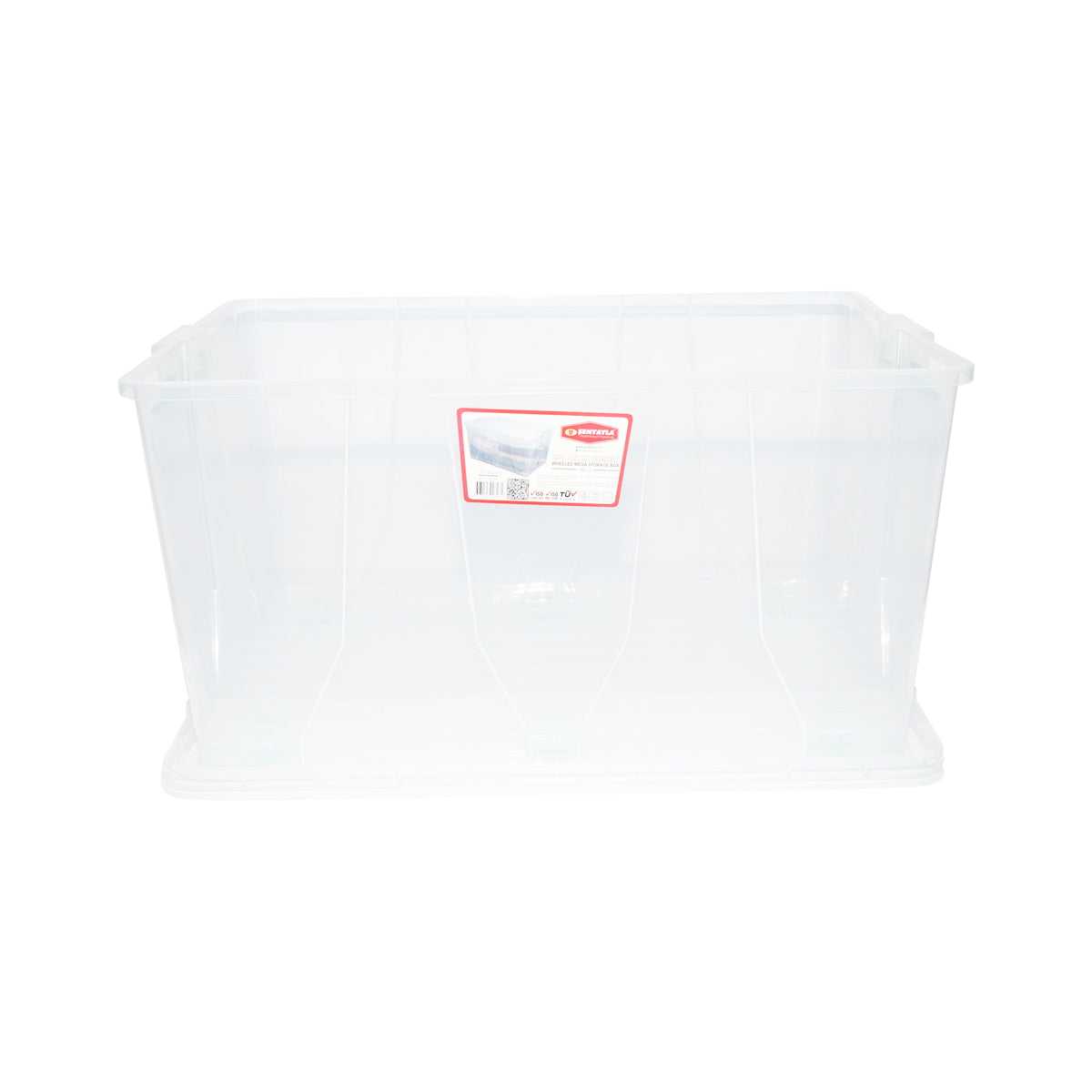 120L storage box with lid and wheels made of transparent plastic 800x515x420mm