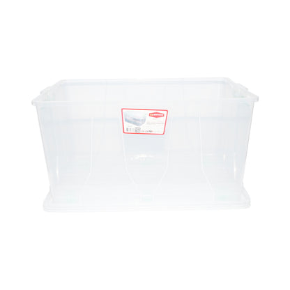 120L storage box with lid and wheels made of transparent plastic 800x515x420mm