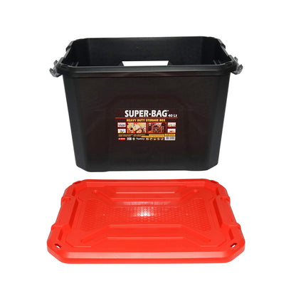 Box, heavy duty storage box 40L with lid, red 490x380x200mm Breckner Germany