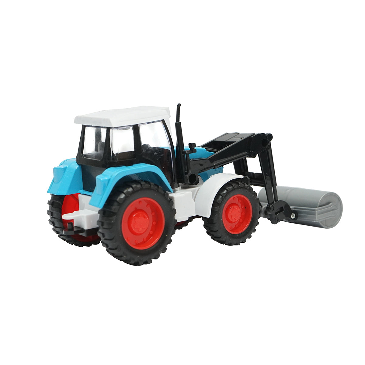 Blue tractor with compactor cylinder, 175x65x80mm children's toy for ages 3 and up