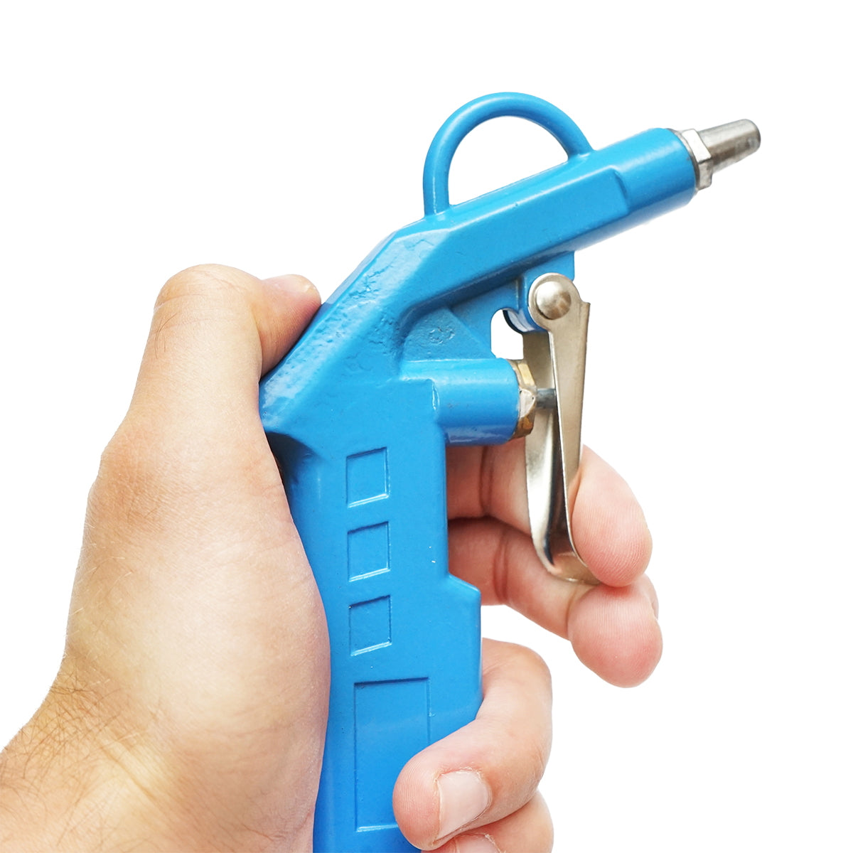 Compressed air blow gun with short/medium nozzle