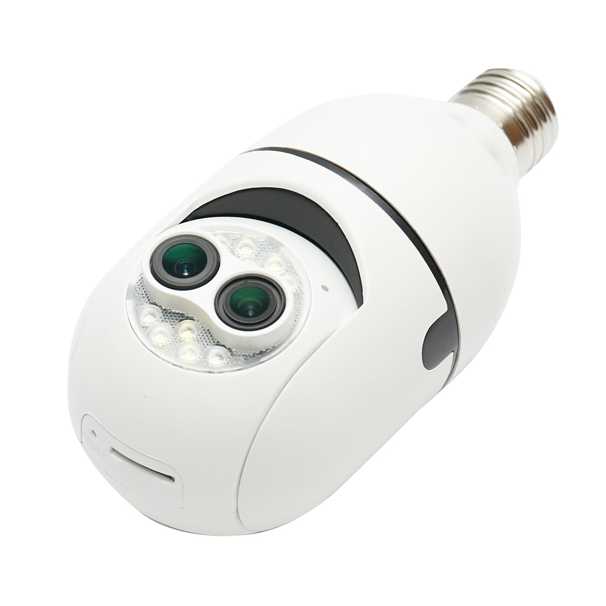 Smart bulb PTZ dual lens surveillance camera, WIFI 2.4G 1080P, E27 bulb type with motion sensor, human detection and iCSee application