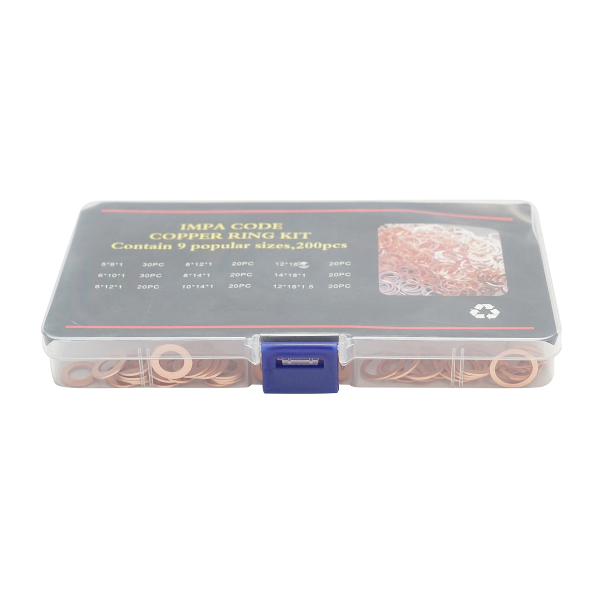 Copper washer set Ø 5-14mm 200 pieces