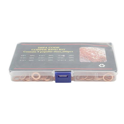 Copper washer set Ø 5-14mm 200 pieces