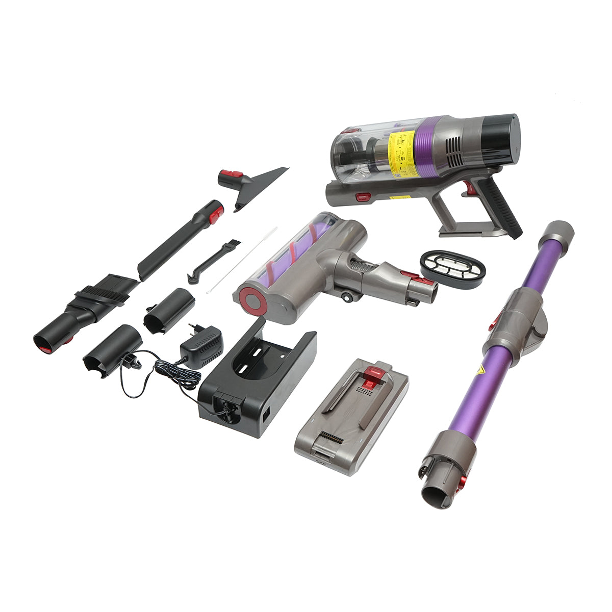 Cordless vertical vacuum cleaner 500W, suction power 10-38 kPa, 2500 mAh battery, dust container 1.2L, 4 suction modes, LED touch screen, LED illuminated brush, ONSEEN S702