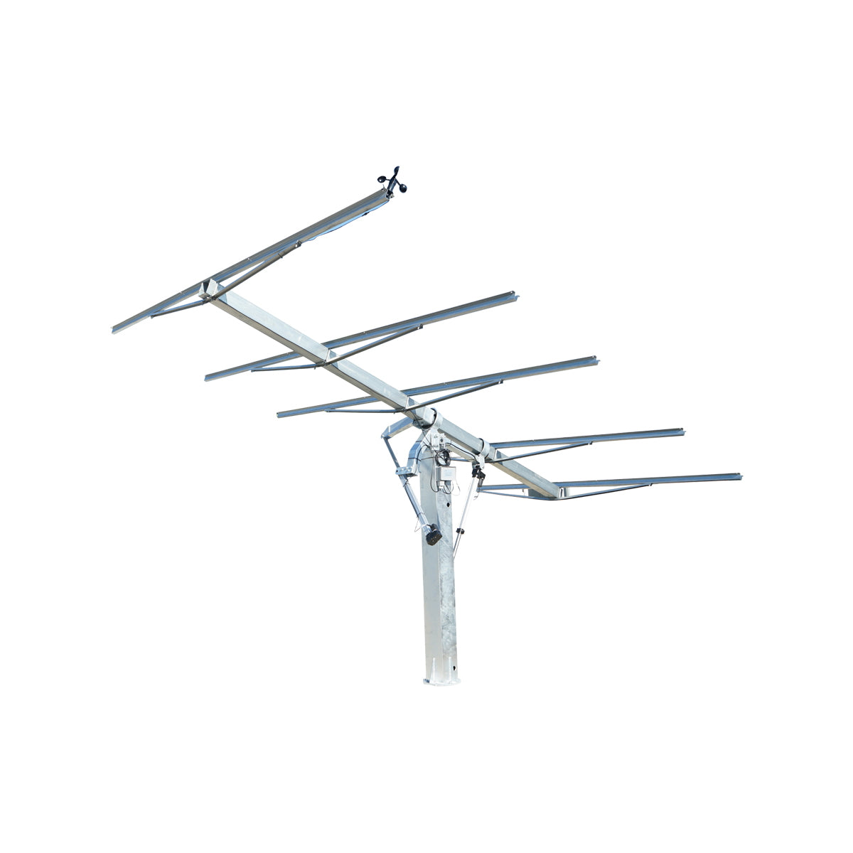 Complete mounting system, automatic solar tracker structure 4.7 KW, 8 panels of 590W with GPS and Breckner Germany wind sensor.