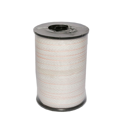 White-orange band roll, width 40mm 10x0.3mm with a length of 200m, resistance 1ohm/m electric fence Breckner Germany