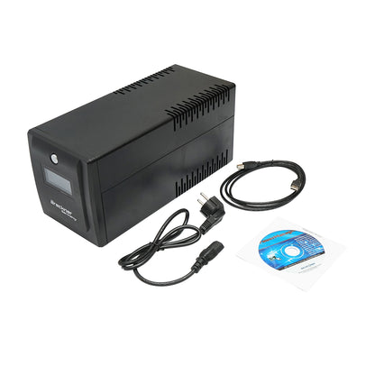 UPS 1000VA/600W with 2x7Ah batteries and 4 schuko sockets, LCD, USB, AVR Breckner Germany