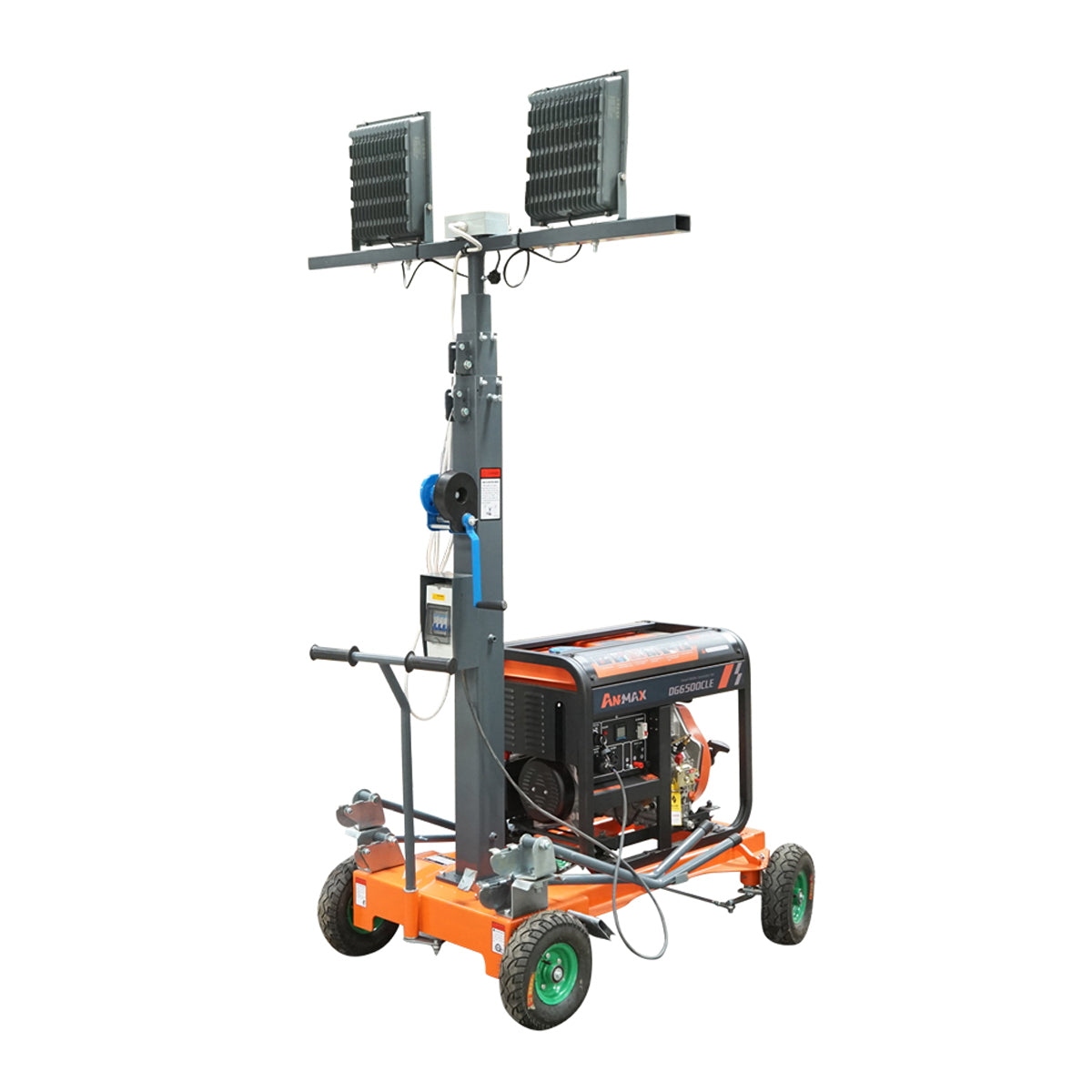 Mobile LED lighting tower, telescopic 4x200W 4.5KW height 1800-4800mm with diesel generator