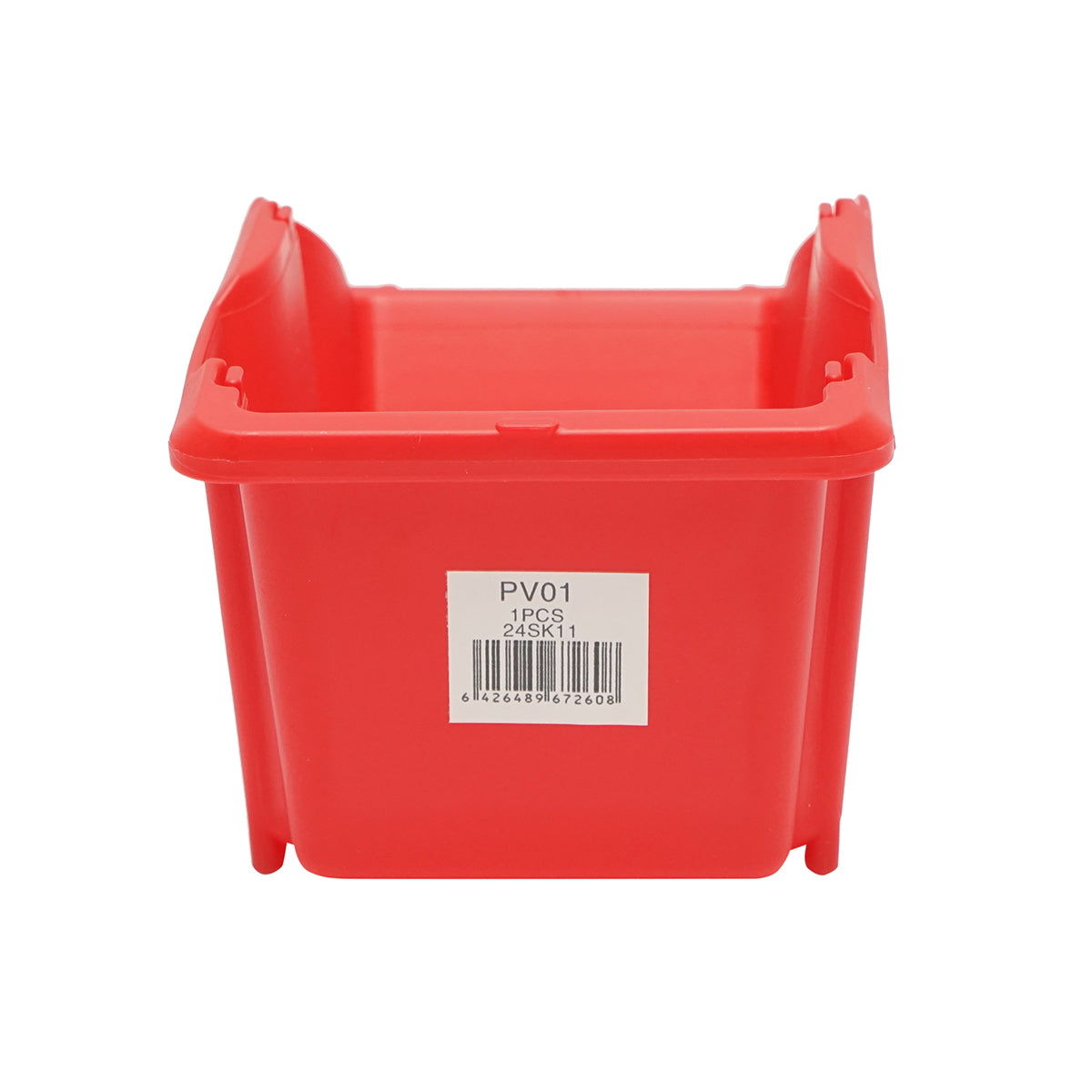 Red plastic storage box 165x105x75mm