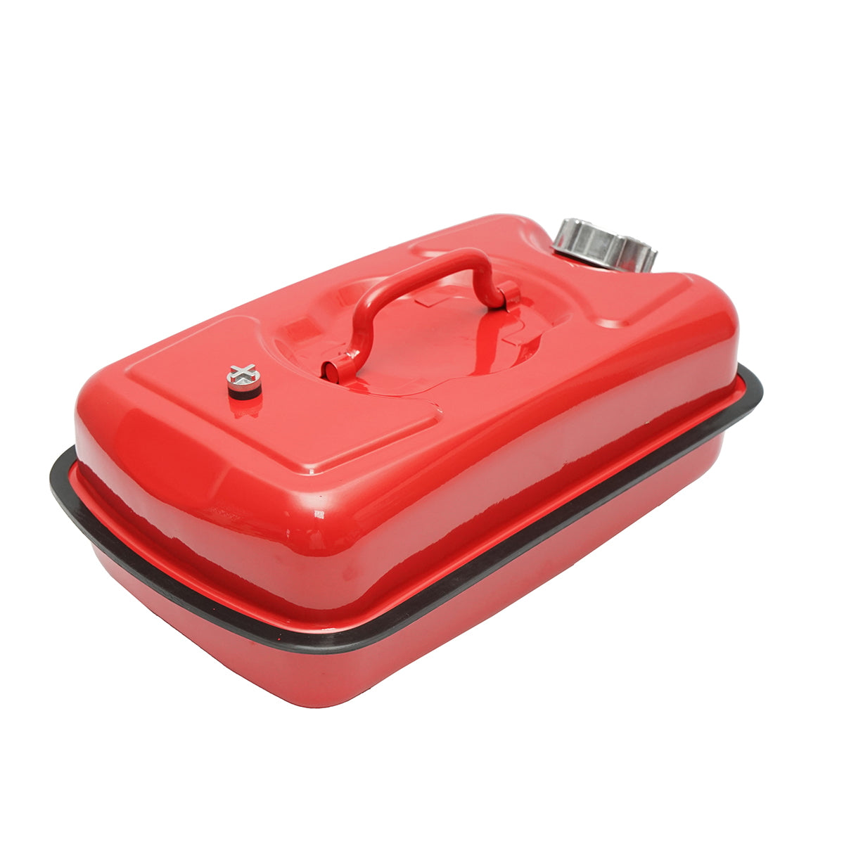 Horizontal metal canister 5L with flexible hose and screw cap