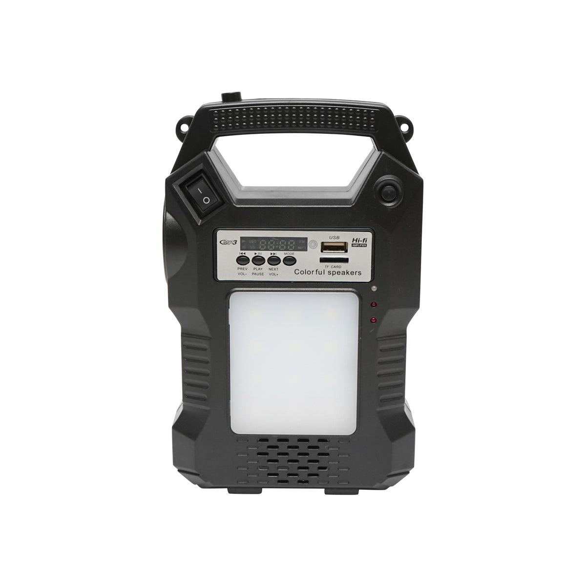 Portable LED lighting kit with 3 bulbs/projector, FM radio, solar panel remote control and 6V, 3 Ah battery for fishing camping GD-8060