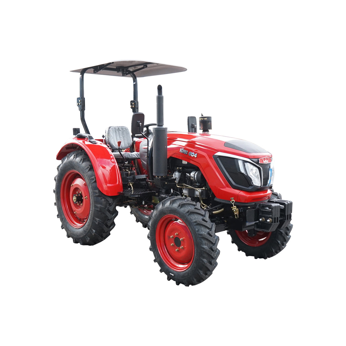 60HP 4x4 tractor, red with KONIG 604 semi-cabin