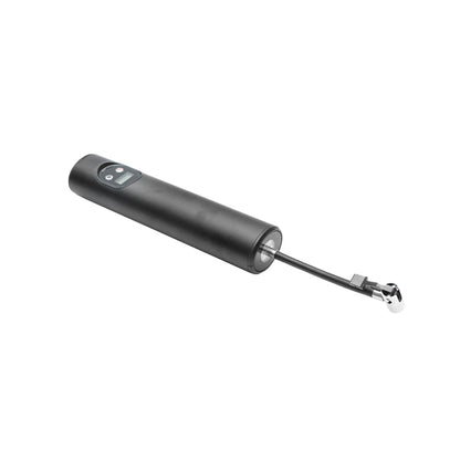 Black portable air compressor 12.4V 6000mAh rechargeable battery 250x56x47mm with accessories