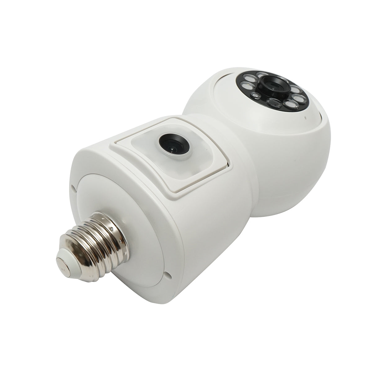 Smart bulb surveillance camera with dual lens 4 MP, 360-degree rotating PTZ, 2.4GHz WIFI, E27 bulb type with motion sensor and iCSee app