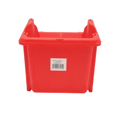 Red plastic storage box 245x155x120mm