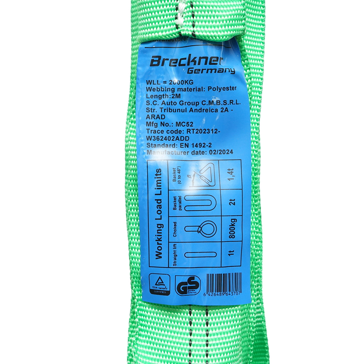 Lifting strap 2m x 45mm 2T Breckner Germany