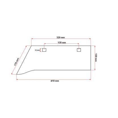 Brazdar plow PP2 with dimensions 410x320x130mm, featuring 2 fastening holes of 12mm from UKRAINE