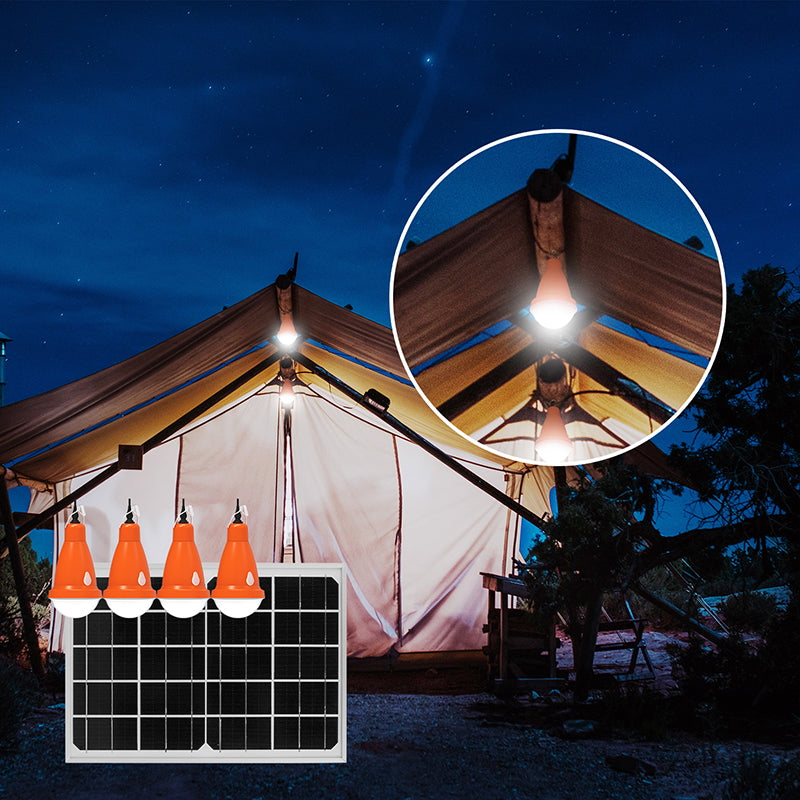 Lighting system with 4x16 LED bulbs, 5V/10W solar panel and remote control Breckner Germany