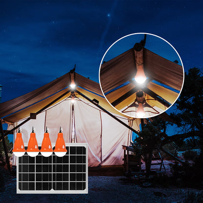 Lighting system with 4x16 LED bulbs, 5V/10W solar panel and remote control Breckner Germany