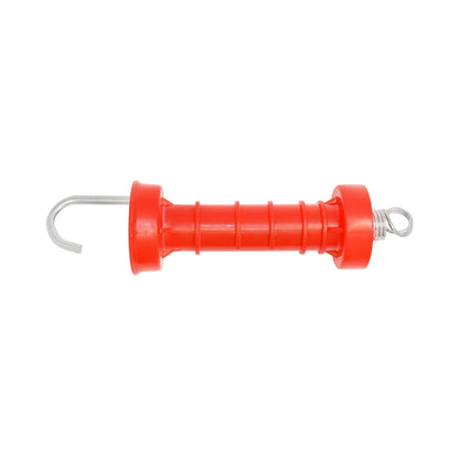 Orange gate handle with hook and large spring electric fence Breckner Germany