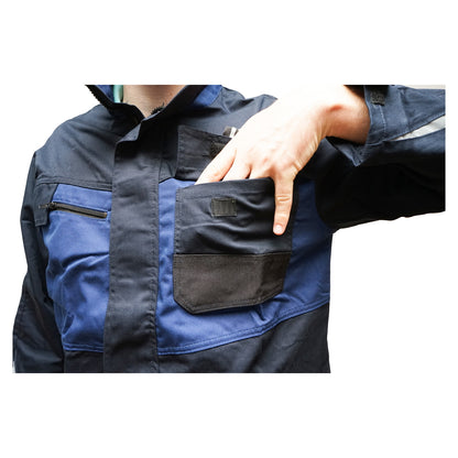 Navy blue polyester cotton work jacket M Breckner Germany