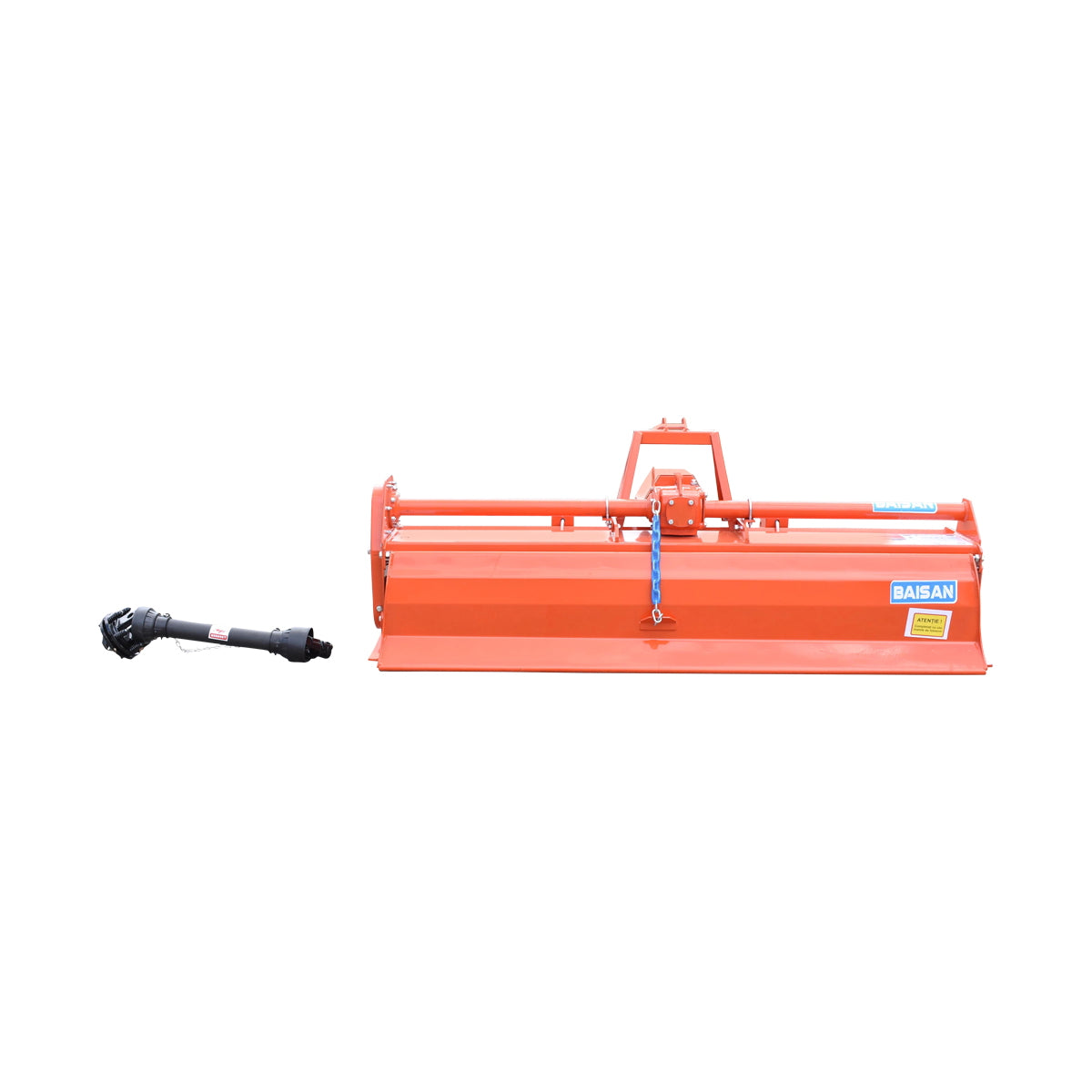 TS81 tiller with three-point attachment, included cardan, required power 55-75HP, working width 2m, depth 12-16cm with 54 Baisan blades.