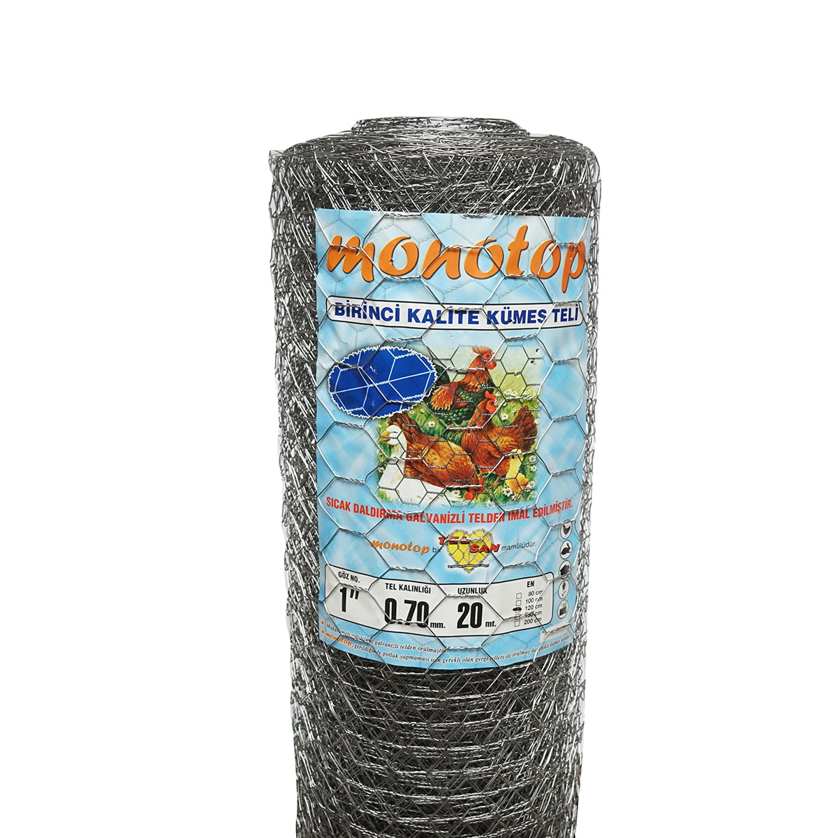 Fence mesh L20m, H120cm, woven, galvanized with 25mm holes, for fencing.