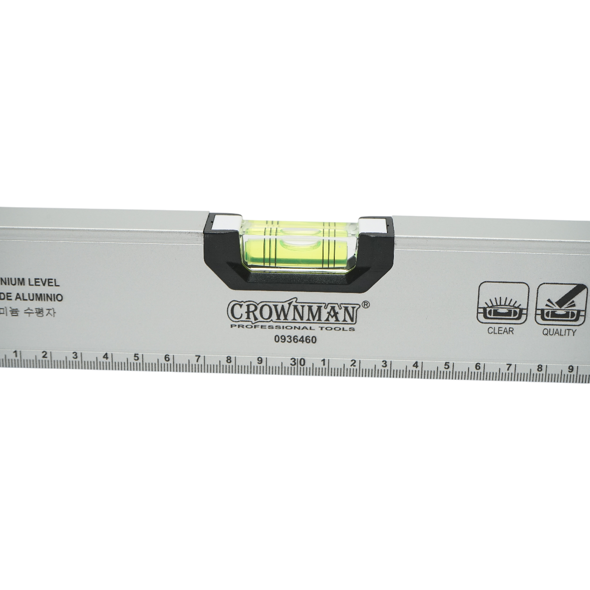 Aluminum magnetic level 600mm, 3 level bubbles, graduated ruler 0-60cm Crownman