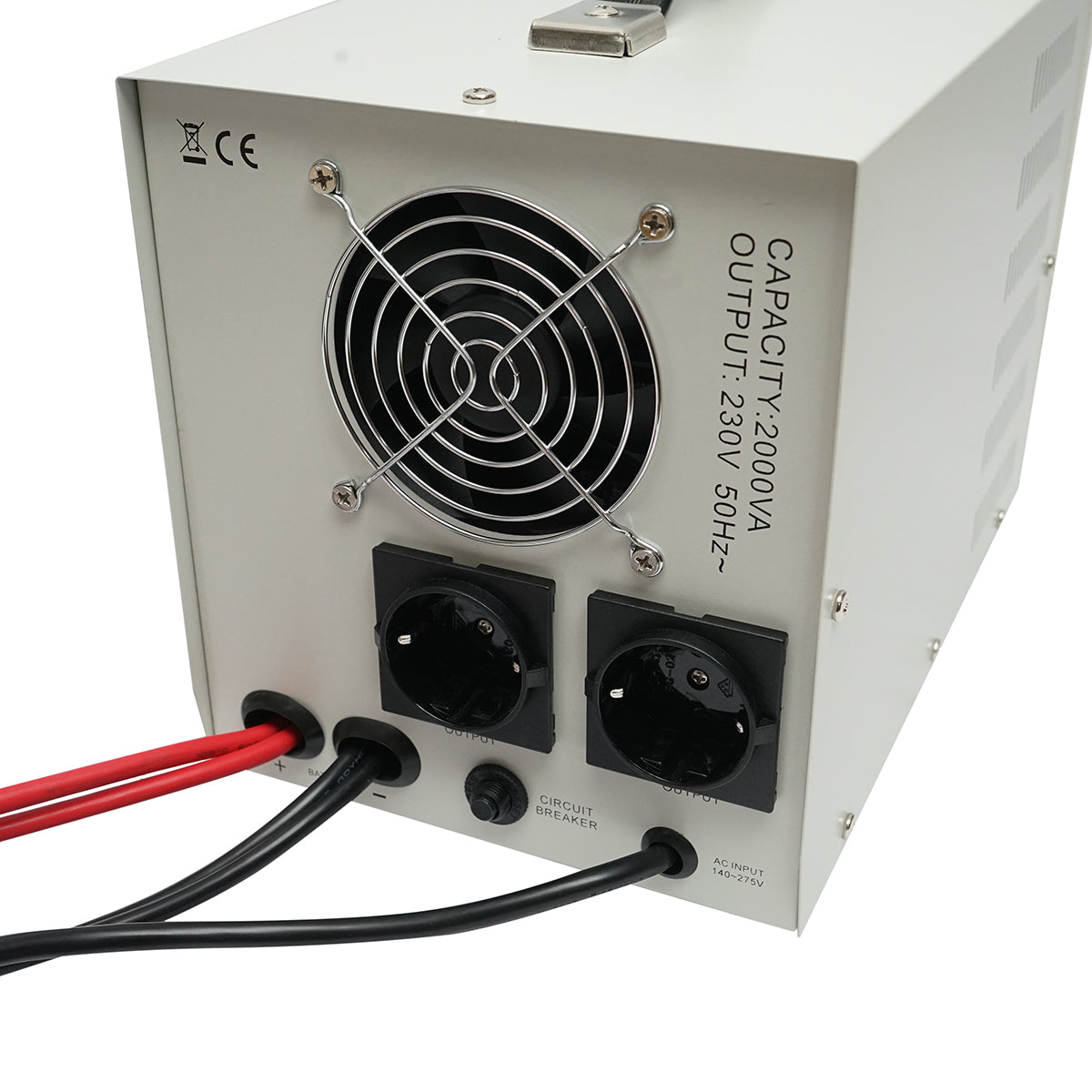 UPS with inverter for thermal central 1400W/2000VA, pure sine wave 24V/230V, 2 schuko sockets, LCD display, AVR Breckner Germany