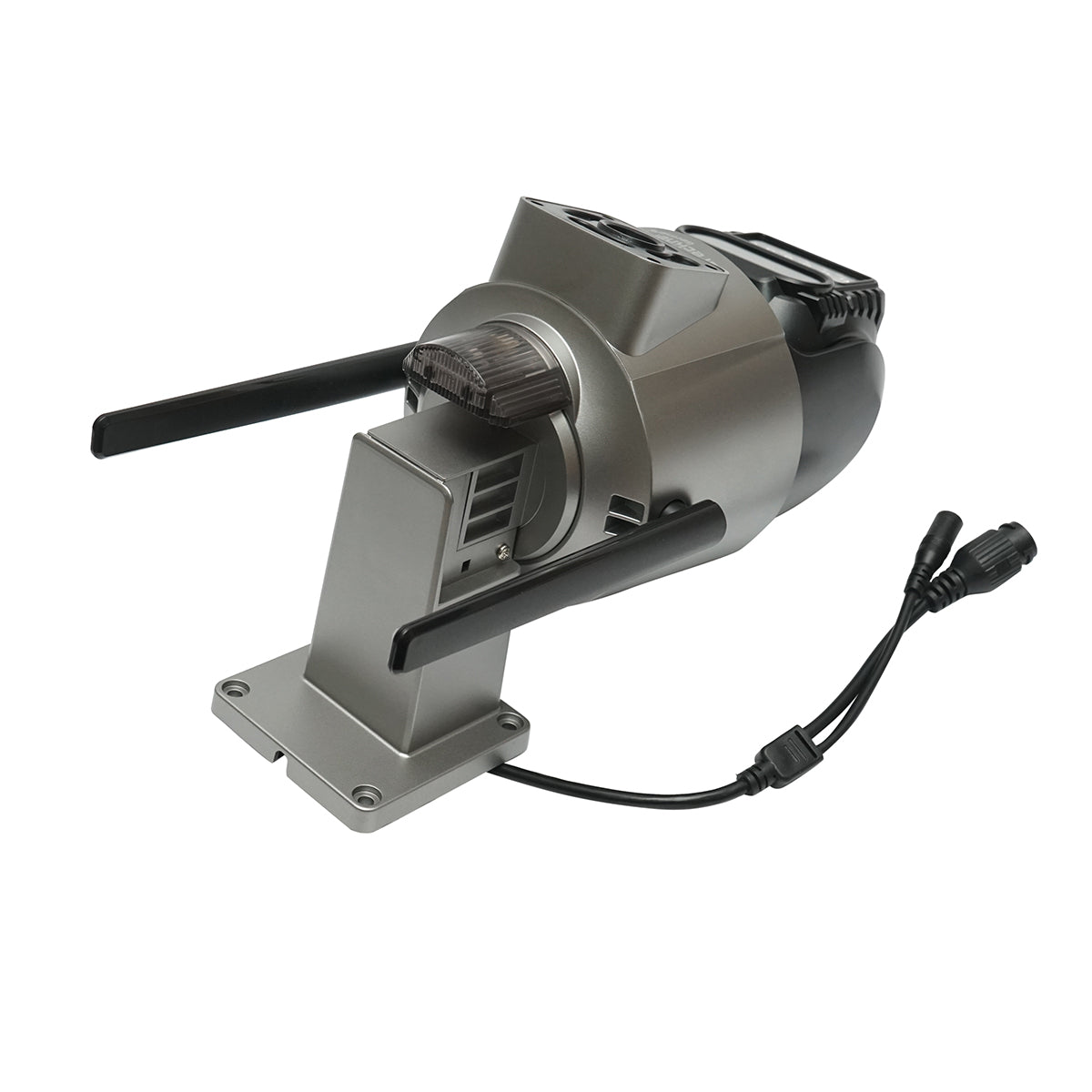 3-lens surveillance camera, 2 9 MP lenses, P2P WIFI 2.4GHz, PTZ with motion sensor, siren, human detection, and iCSee application.