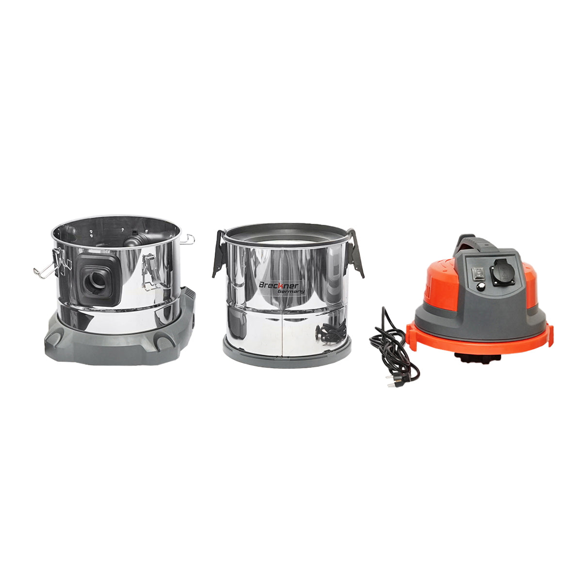 Professional industrial vacuum cleaner volume 38L 220V 1600W stainless steel body Breckner Germany