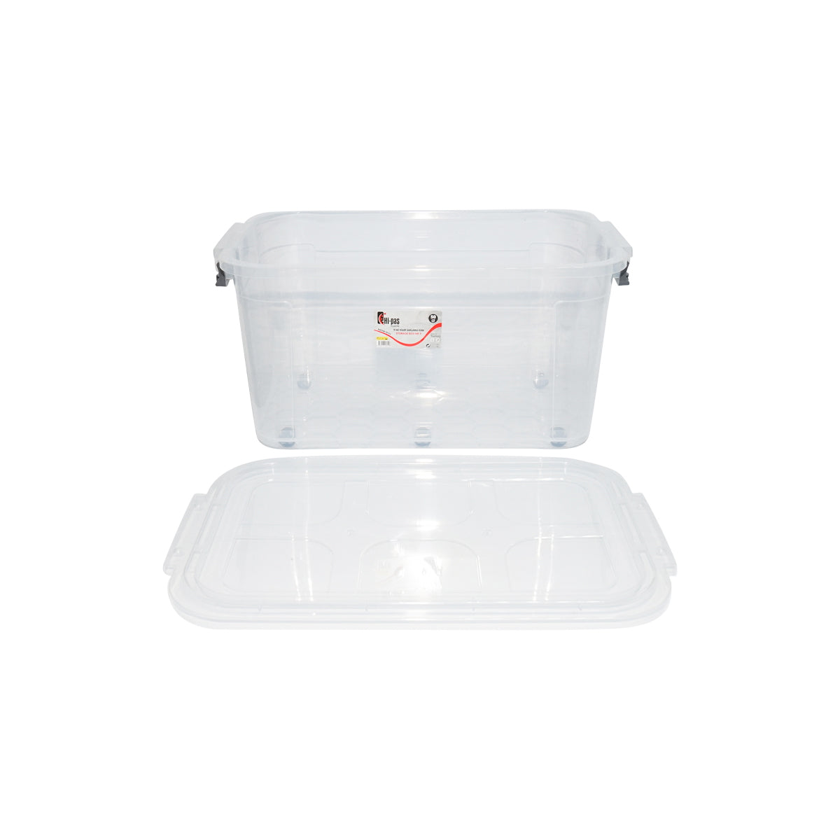 50L storage box with lid and wheels made of transparent plastic 400x630x320mm