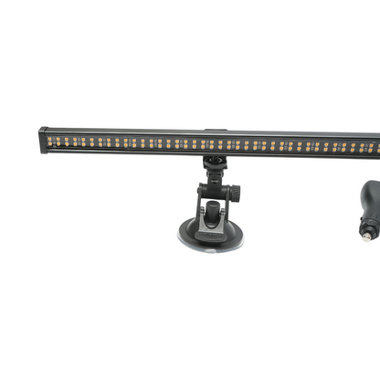 82cm LED strobe bar with suction cups, 60W, 10-30V, yellow, 15 lighting modes