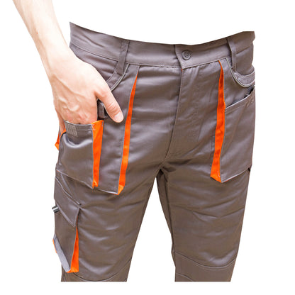 Polyester-cotton work pants 235g/m2, gray with orange size 50 Breckner Germany