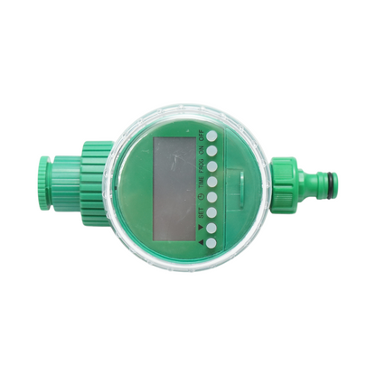 Complete drip irrigation kit with 25m hose, timer, nozzles, connectors, 100 stakes.