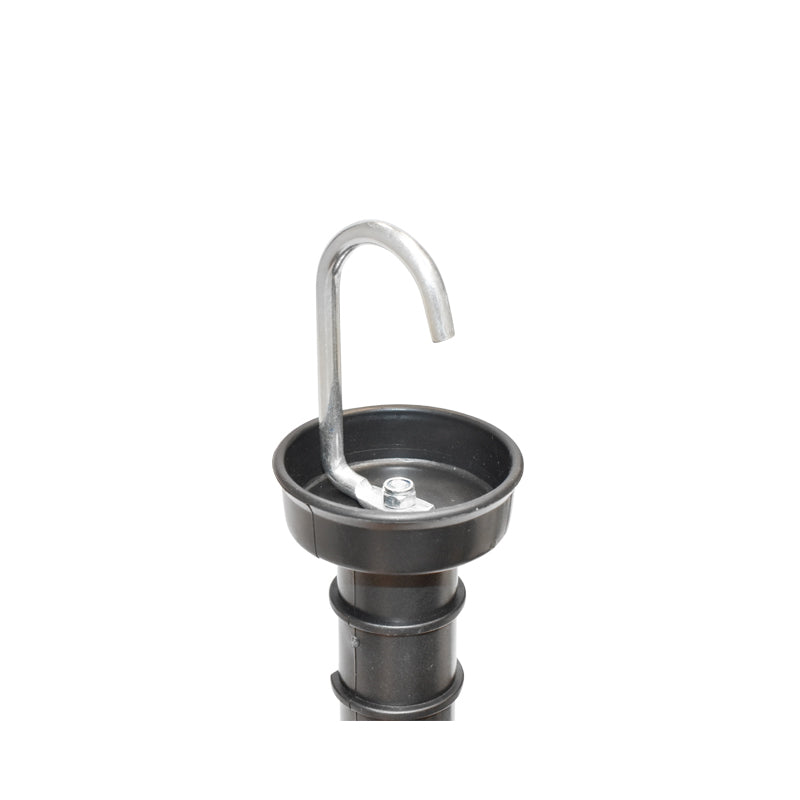 Black gate handle with hook and electric fence arc Mezofarm