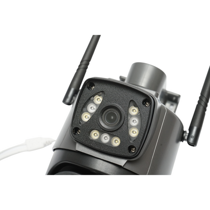 4MP 1080P dual lens surveillance camera, P2P WIFI 2.4GHz, PTZ with motion sensor, human detection and V380 Pro application