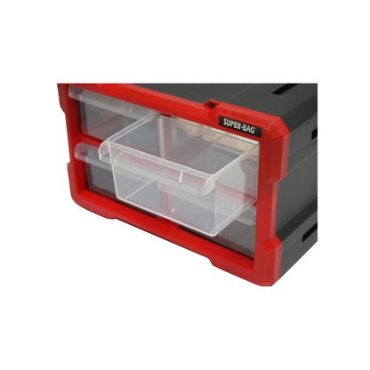Red modular plastic storage box, 4 drawers 158x266x170mm Breckner Germany
