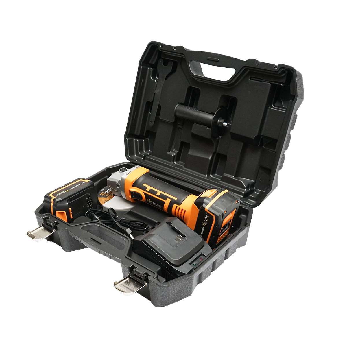 Angle grinder 550W, with a 21V/4Ah battery. 3 speed levels 4500/5500/7000 rpm. disc diameter 115mm.